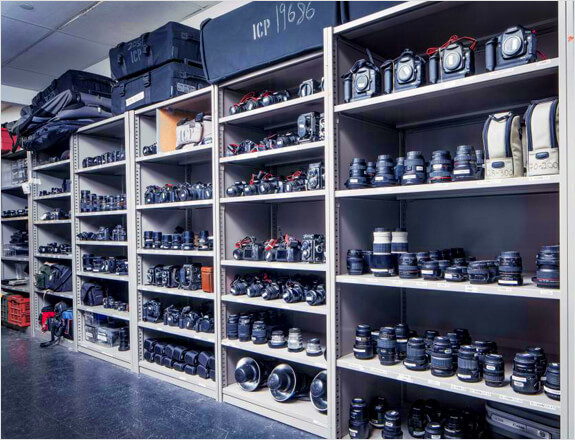 Shelves camera equipment