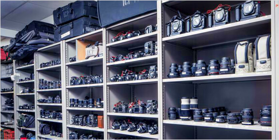 Shelves camera equipment
